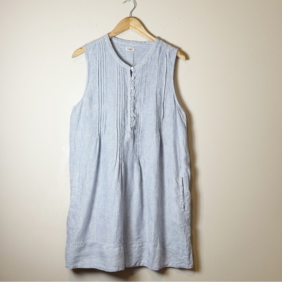 Faherty Dress Isha Mini Linen in Blue Striped XL - Picture 5 of 13